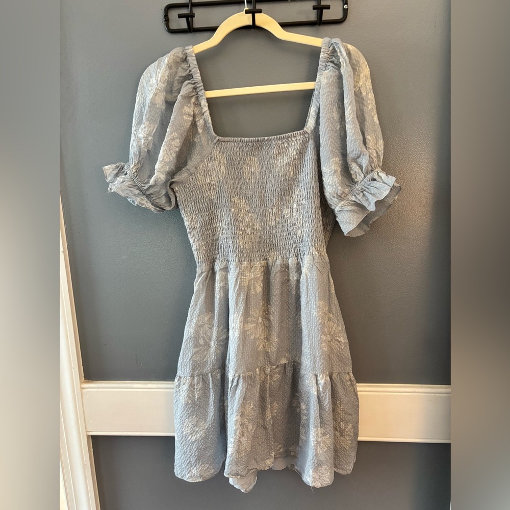 Madewell Light Blue Smocked Mini Dress